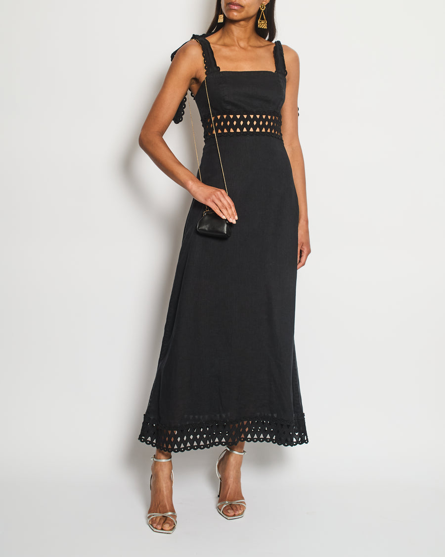 Zimmermann Black Sleeveless Linen Maxi Dress Size 1 (UK 10)