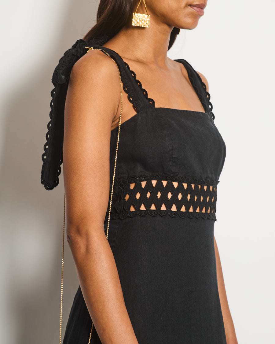 Zimmermann Black Sleeveless Linen Maxi Dress Size 1 (UK 10)