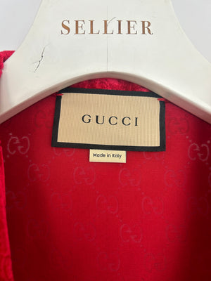 Gucci Red Velvet Long Sleeve GG Monogram Shirt Size IT 38 (UK 6)