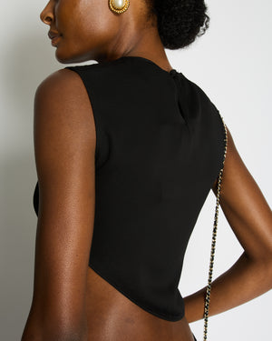 Christopher Esber Black Maxi Dress with Gold Ring Detail UK 8