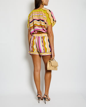 Emilio Pucci Yellow Short Sleeve Elasticated Top and Short Set Size IT 42 (UK 10)
