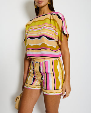 Emilio Pucci Yellow Short Sleeve Elasticated Top and Short Set Size IT 42 (UK 10)