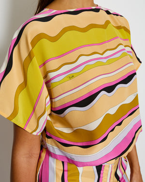 Emilio Pucci Yellow Short Sleeve Elasticated Top and Short Set Size IT 42 (UK 10)