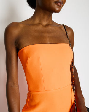 Alex Perry Orange Strapless Mini Dress Size UK 10