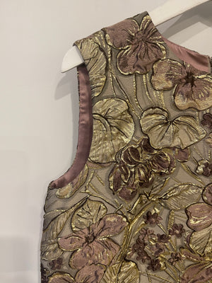 Dolce & Gabbana Gold & Pink Floral Sleeveless Mini Dress IT 40 (UK 8)