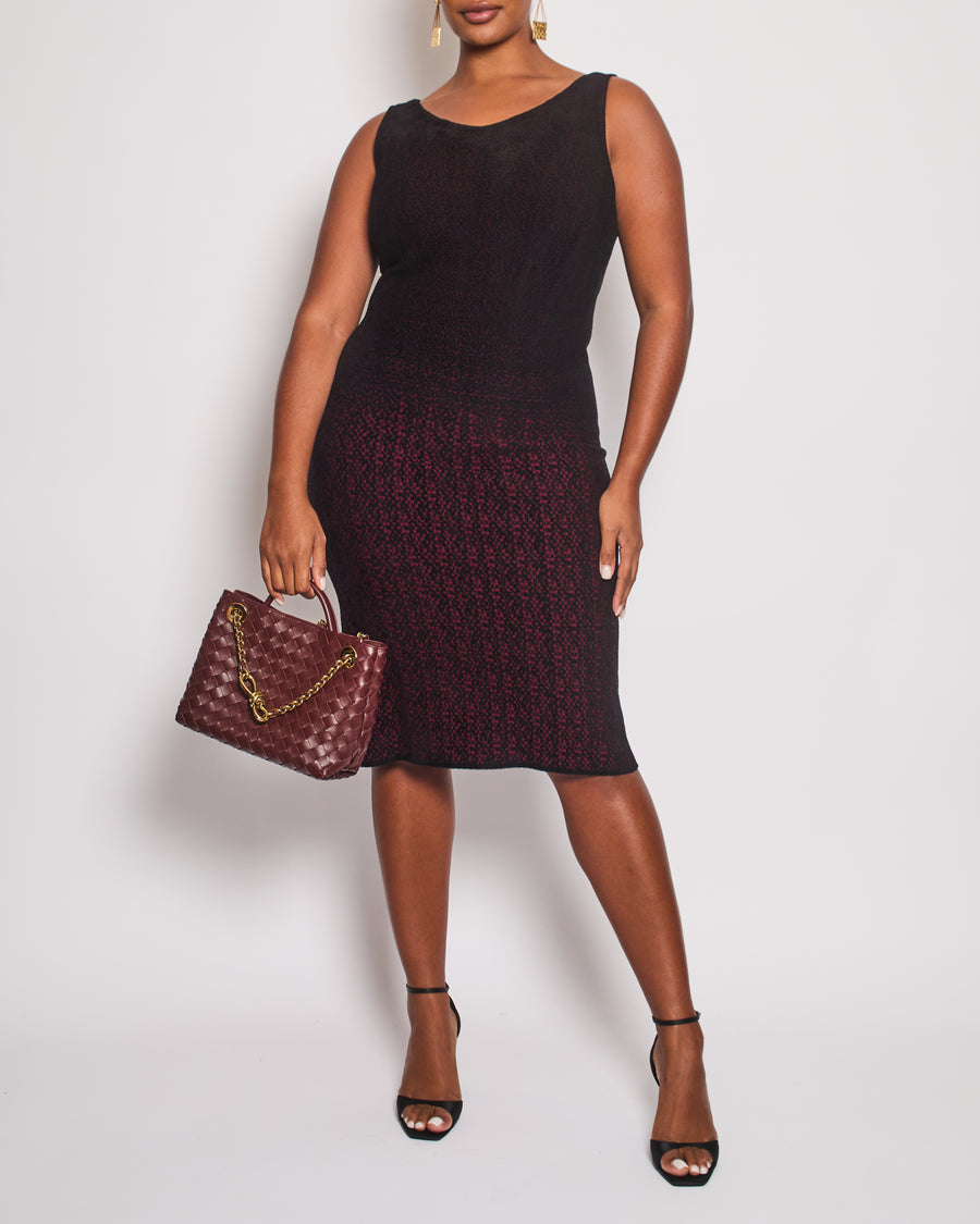 Prada Black and Burgundy Sleeveless Midi Dress Size IT 44 (UK 12)