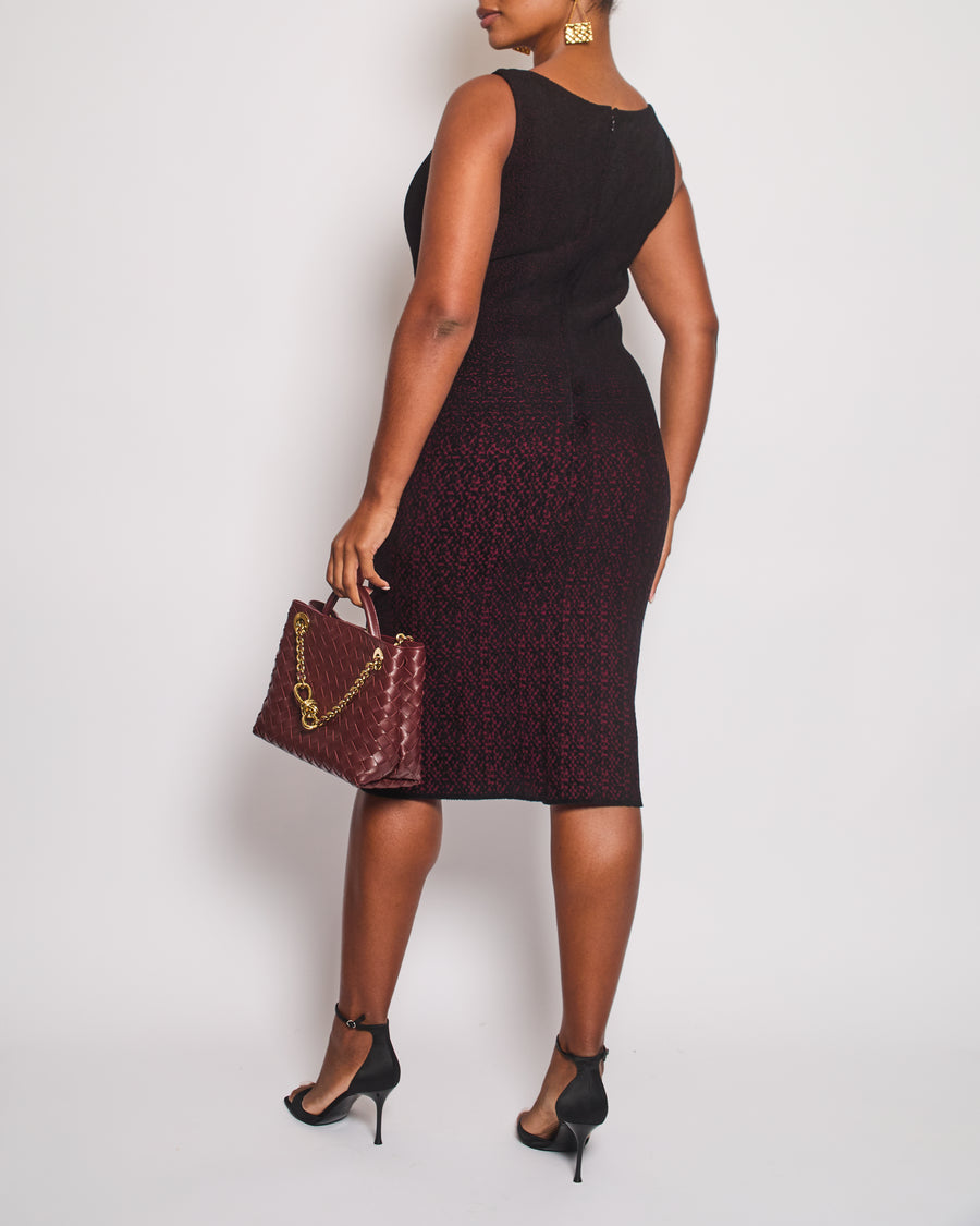 Prada Black and Burgundy Sleeveless Midi Dress Size IT 44 (UK 12)