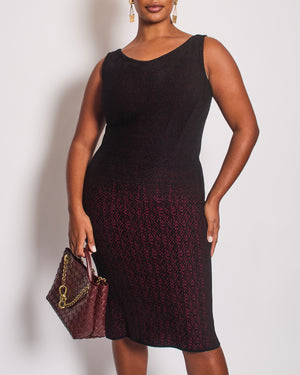 Prada Black and Burgundy Sleeveless Midi Dress Size IT 44 (UK 12)