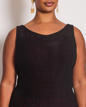 Prada Black and Burgundy Sleeveless Midi Dress Size IT 44 (UK 12)