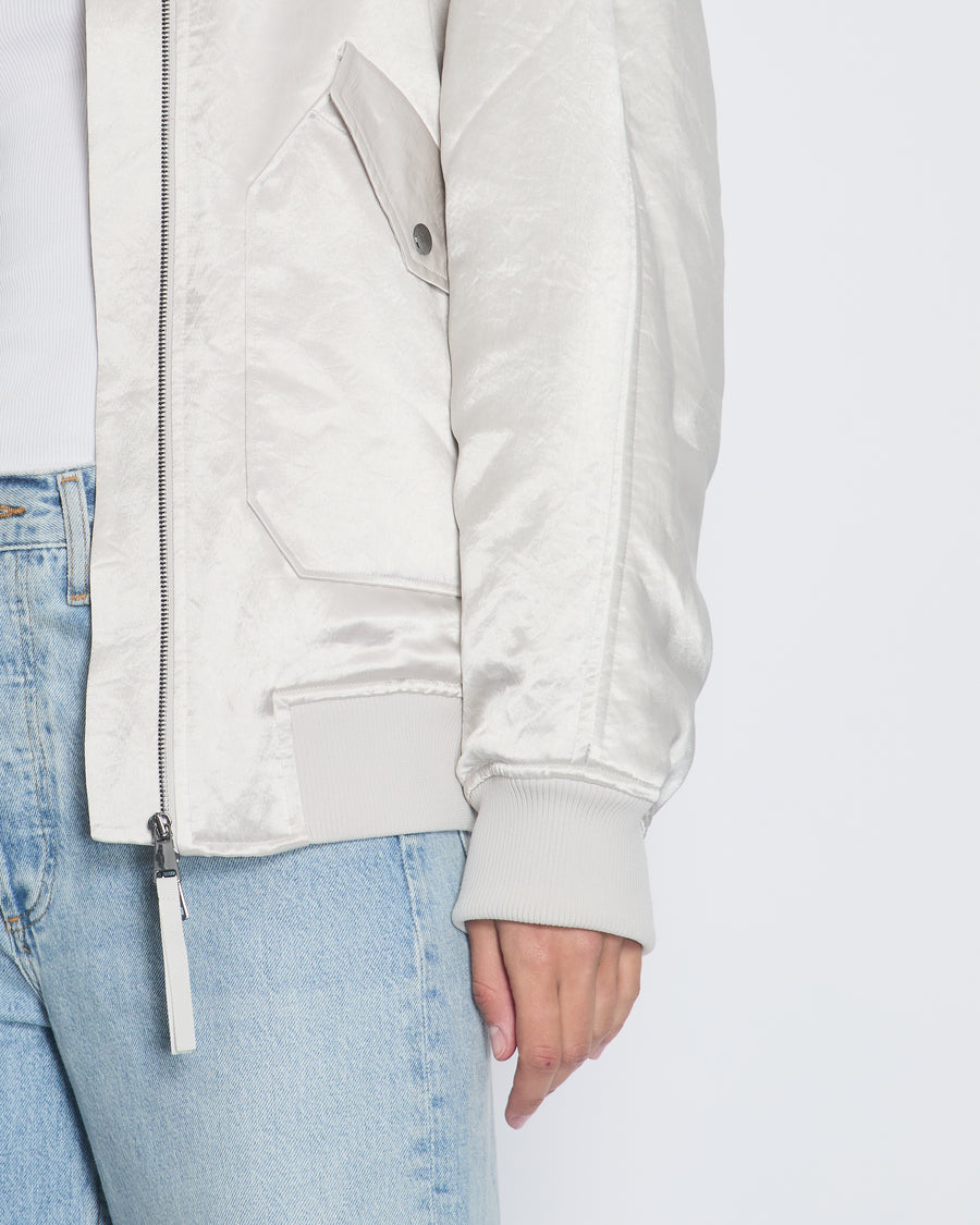 Max Mara Leisure Silver Satin Bomber Jacket IT 40 (UK 8)