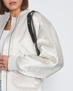 Max Mara Leisure Silver Satin Bomber Jacket IT 40 (UK 8)