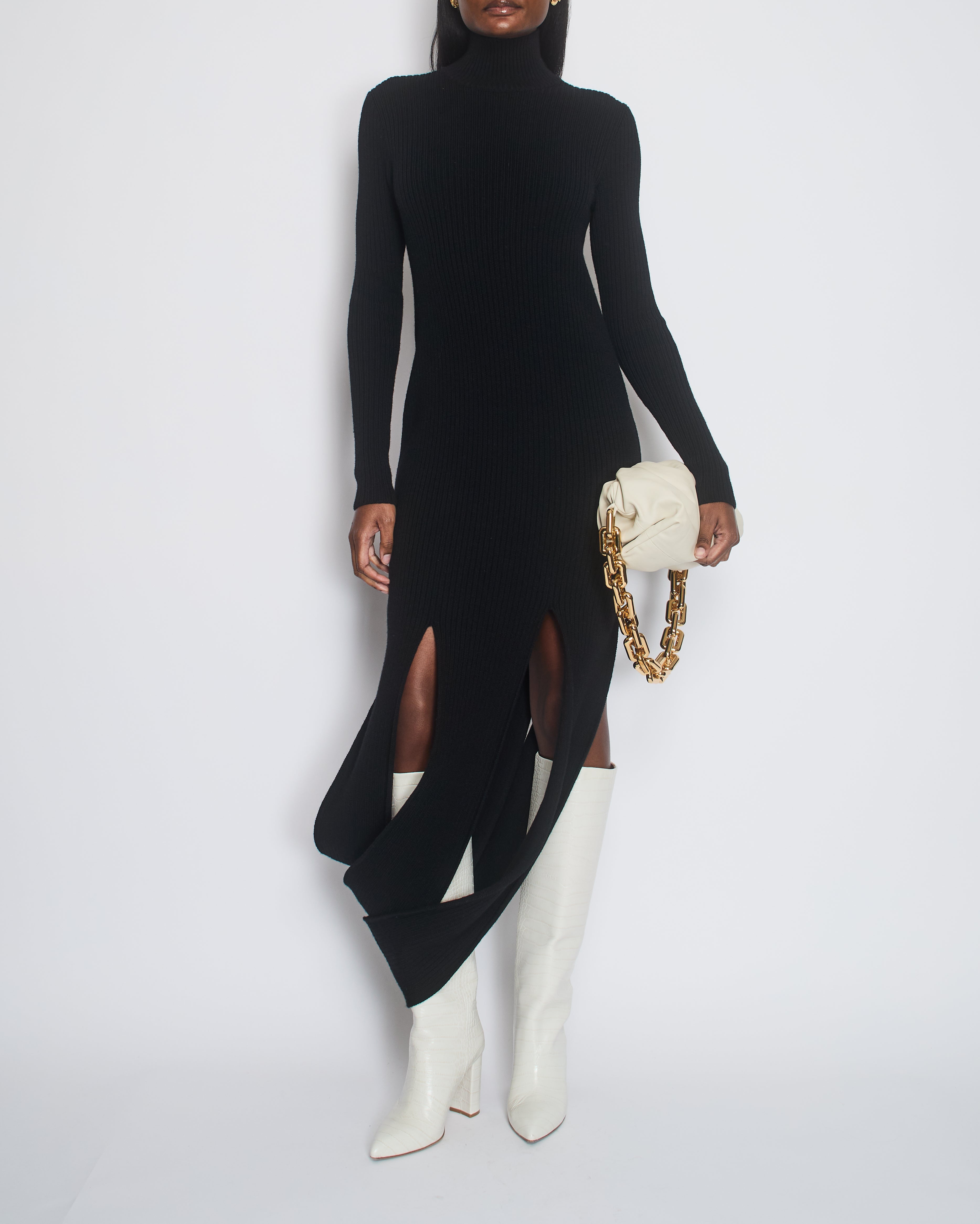 bottega veneta ribbed dress Striped ribbed wool midi dress - multi