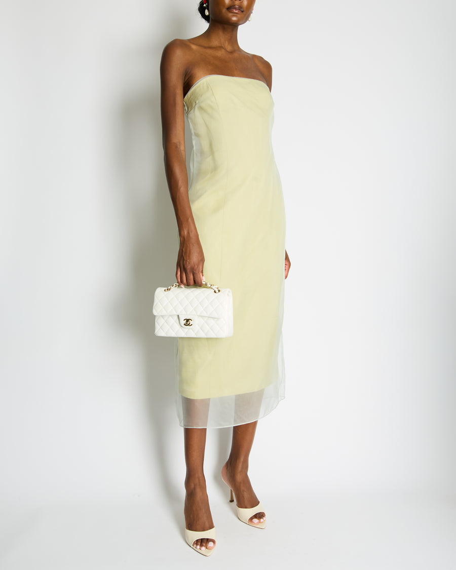 Gauge81 Light Green Silk Strapless Midi Dress Size IT 38 (UK 6)