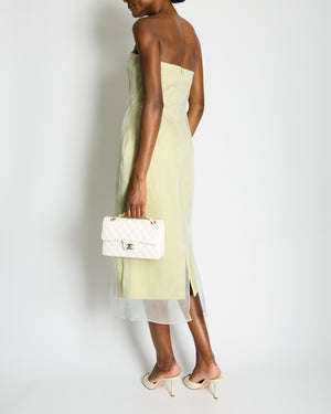 Gauge81 Light Green Silk Strapless Midi Dress Size IT 38 (UK 6)