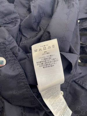 Gucci Navy GG Logo Hooded Rain Coat Size IT 38 (UK 6)