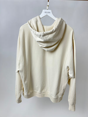 Gucci Cream Tennis Racket Embroidered Hoodie with Logo Detail Size IT 40 (UK 8)