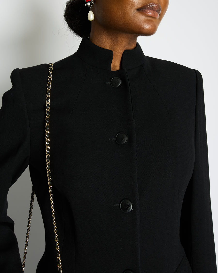 Hermes Black Blazer Jacket with Velvet Collar Detail Size FR 38 (UK 10)