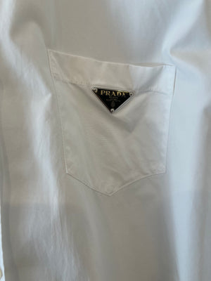 Prada White Long Sleeve Shirt With Logo Plaque Detail Size IT 40 (UK 8) RRP £900