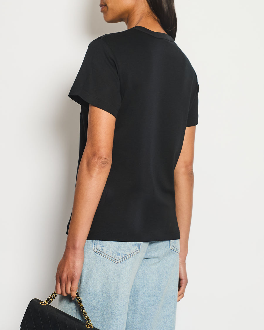 Louis Vuitton Black T-Shirt with Velvet Appliqué and Logo Details Size S (UK 8)