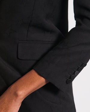 Saint Laurent Black Blazer with Stars and Stitching Detail Size FR 34 (UK 6)