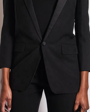 Saint Laurent Black Blazer with Stars and Stitching Detail Size FR 34 (UK 6)