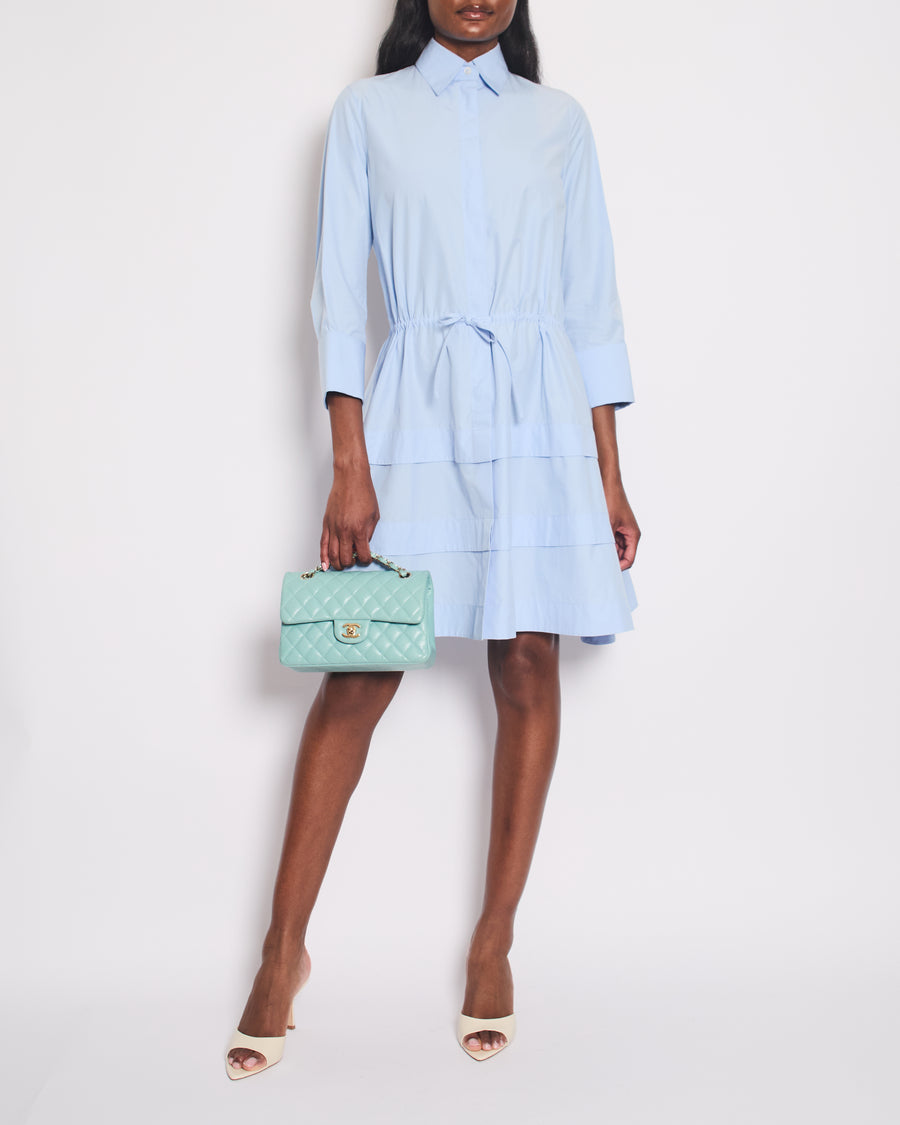 Alaïa Blue Long Sleeve Midi Dress with Back Cut Detail Size FR 36 (UK 8)