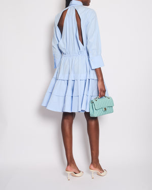 Alaïa Blue Long Sleeve Midi Dress with Back Cut Detail Size FR 36 (UK 8)