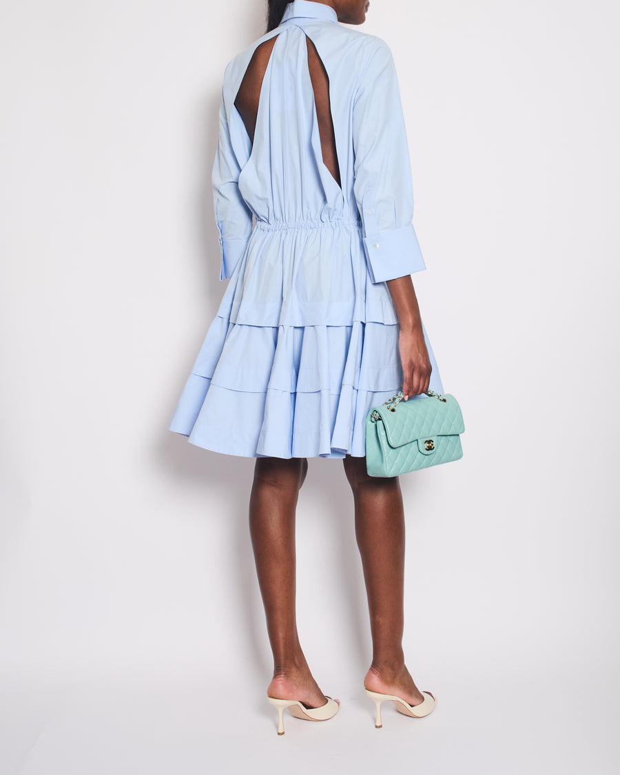 Alaïa Blue Long Sleeve Midi Dress with Back Cut Detail Size FR 36 (UK 8)