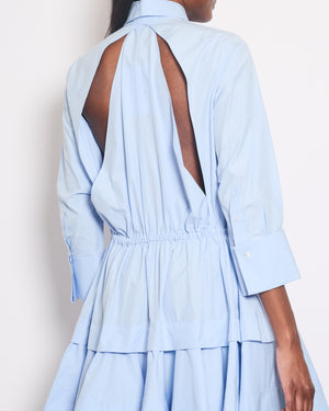 Alaïa Blue Long Sleeve Midi Dress with Back Cut Detail Size FR 36 (UK 8)
