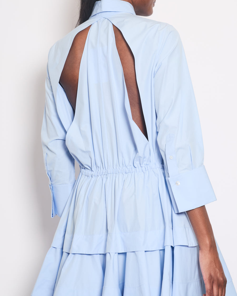 Alaïa Blue Long Sleeve Midi Dress with Back Cut Detail Size FR 36 (UK 8)