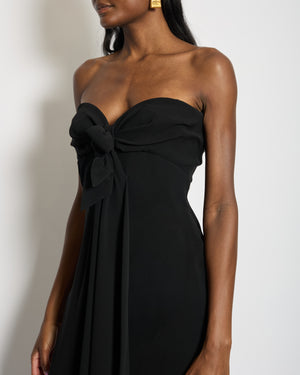 Mugler Black Asymmetrical Hem Corseted Strapless Dress With Tie Front Detail Size FR 38 (UK 10)