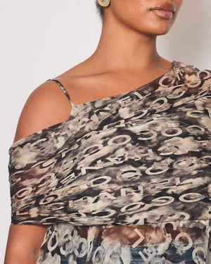 Chanel 2002 Grey Coco Chanel Vintage Silk Two-Piece Tops Set with Logos Size EU 40 (UK 12)