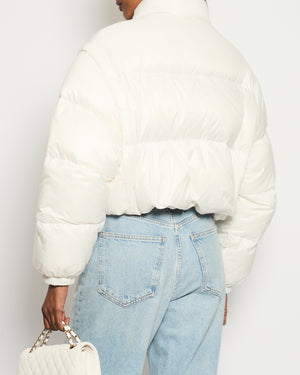 Prada White Re-Nylon Cropped Convertible Down Jacket IT 40 (UK 8) RRP £1750