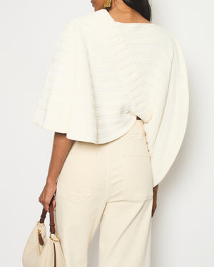 Chanel Cream Knit Poncho Top with Off-Shoulder Sleeve Detail Size FR 38 (UK 10)