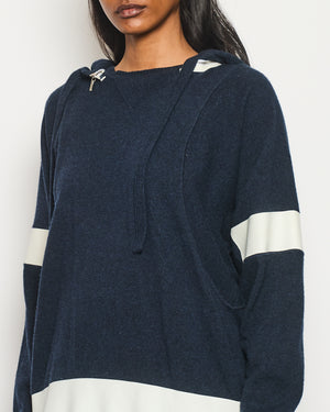 Chanel Navy Two-Piece Cashmere Tracksuit Set with Detachable Hood Detail Size FR 40 (UK 12)