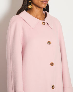 Prada Pink Wool Coat with Brown Button Details Size IT 44 (UK 12)