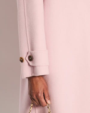 Prada Pink Wool Coat with Brown Button Details Size IT 44 (UK 12)