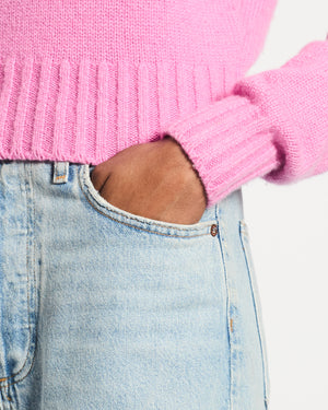 Chanel 20/B Pink Cashmere Jumper with Pearl Logo Detail Size FR 36 (UK 8)