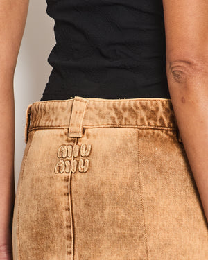 Miu Miu Brown Micro Skirt with Pockets and Logo Details Size IT 40 (UK 8) RRP £890