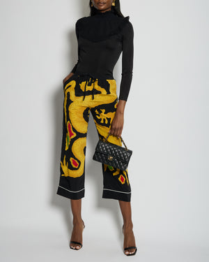 Hermès Black Ruffle Long Sleeve Top with Collar Detail Size FR 34 (UK 6)