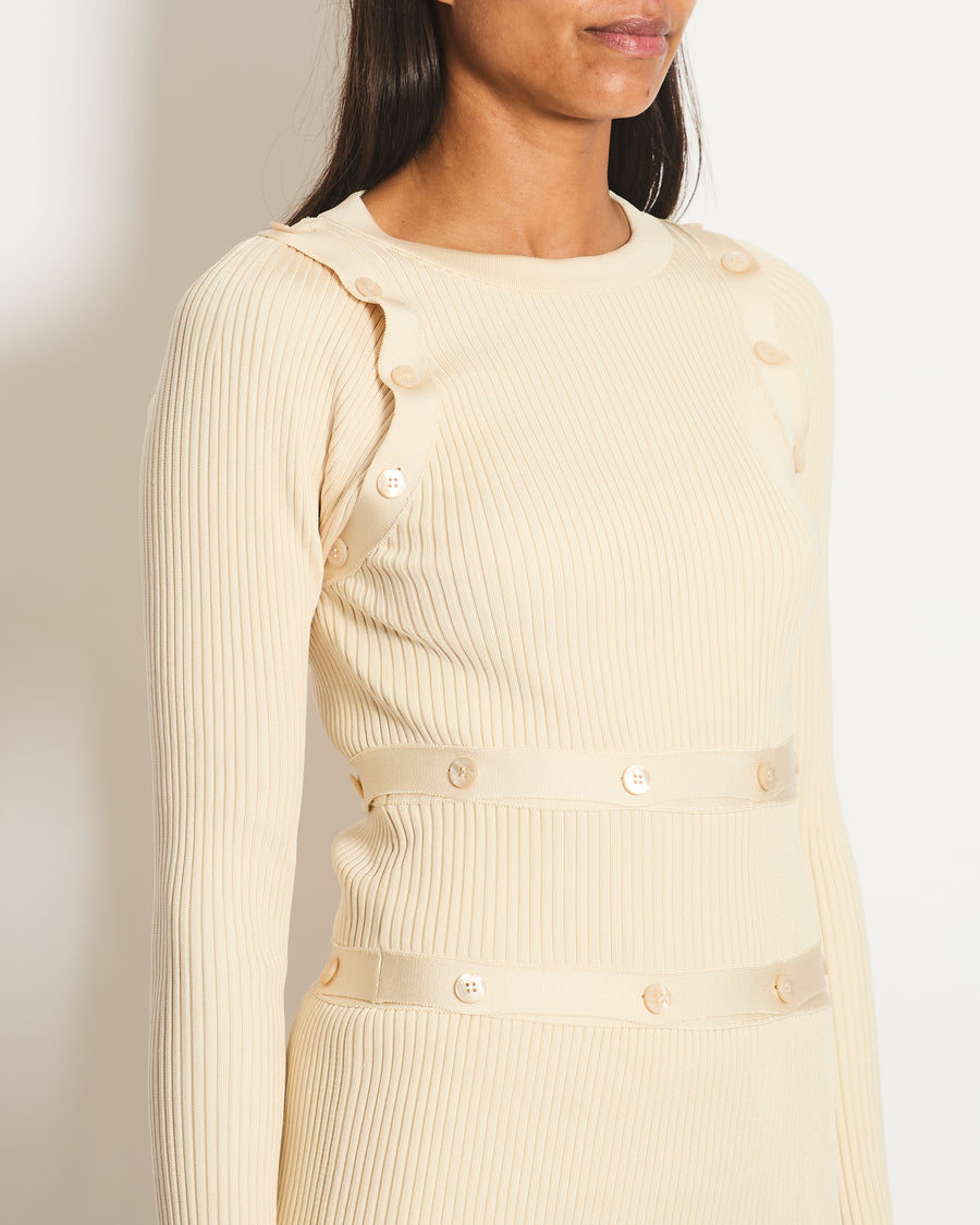 Hermès Cream Robe Modulable Dress with Button Details Size FR 38 (UK 10) RRP £4,000