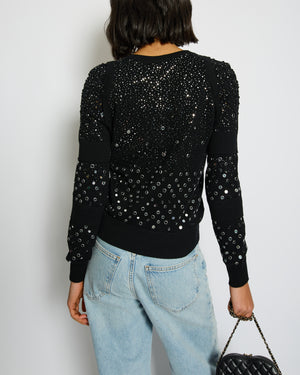 Chanel Black Mirror Embellished Jumper with CC Logo and Sequin Details Size FR 34 (UK 6)