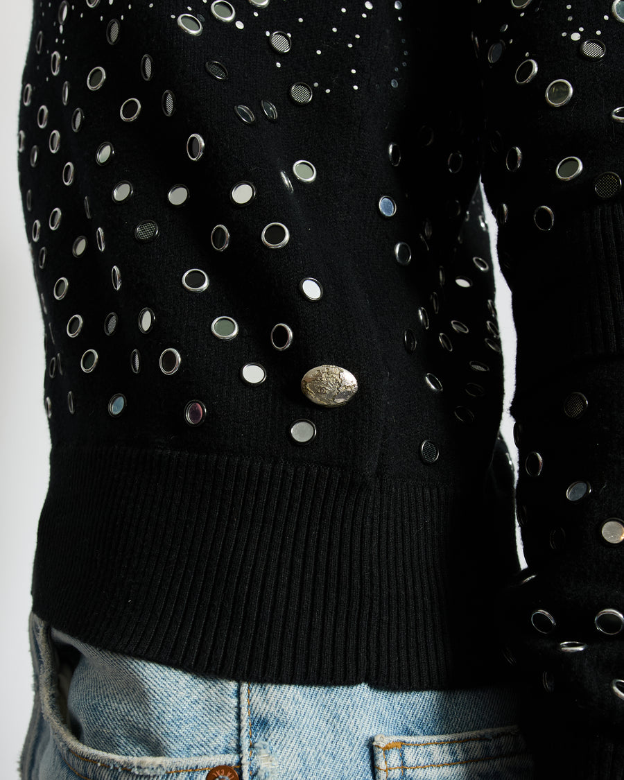 Chanel Black Mirror Embellished Jumper with CC Logo and Sequin Details Size FR 34 (UK 6)