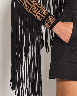 Fendi Off Shoulder Bodysuit Top With FF Monogram and Tassle Detail UK 8-10
