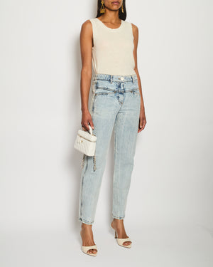 Chanel Blue Straight-Leg Jeans With Heart Silver CC Logo Buttons Size FR 34 (UK 6)