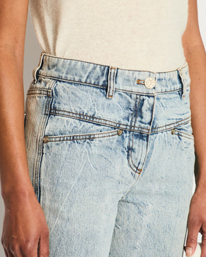 Chanel Blue Straight-Leg Jeans With Heart Silver CC Logo Buttons Size FR 34 (UK 6)