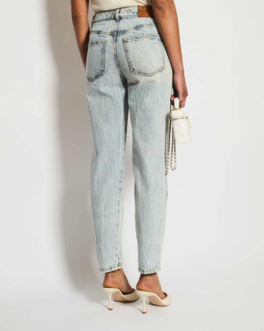 Chanel Blue Straight-Leg Jeans With Heart Silver CC Logo Buttons Size FR 34 (UK 6)