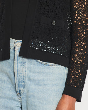 Chanel Black Crochet Cardigan with CC Logo Buttons Size FR 34 (UK 6)