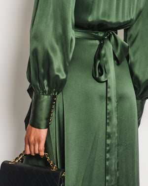Zimmermann Khaki Long Sleeve Layered Silk Midi Dress Size 1 (UK 10)