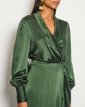 Zimmermann Khaki Long Sleeve Layered Silk Midi Dress Size 1 (UK 10)